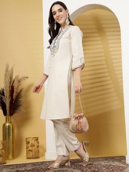 Anekaant - Dangle Coral Blossom and Pastel Multi Rose Embellished Faux Silk Potli