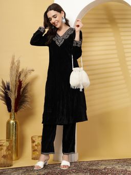 Anekaant - Dangle White and Silver Striped Embellished Faux Silk Potli