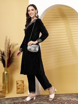 Anekaant - Mosaic Silver Mosaic Embellished Metal Clutch with Detachable Chain