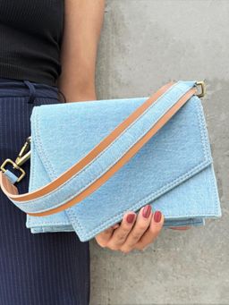 TANN TRIM - Denim Trine Handbag - Blue