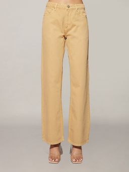 Twenty Dresses by Nykaa Fashion - Cindy Khaki Low Waist Wide Leg Denim