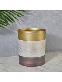 HomeTown - Nora Metal Antique Finish Waste Bin In Multi Colour