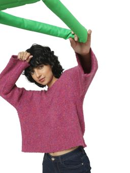 ONLY - Womens Woven Pink Sweater