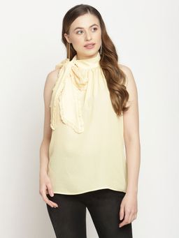 CAMLA - Yellow Solid High Neck Top Yellow