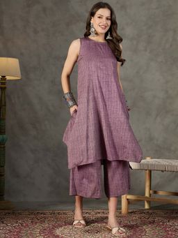 InWeave - Mauve Stripes Kurta and Palazzo (Set of 2)
