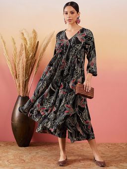 InWeave - Black Printed Kurta and Palazzo (Set of 2)