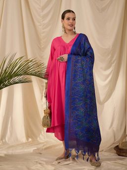 InWeave - Pink Solid Kurta and Palazzo with Dupatta (Set of 3)