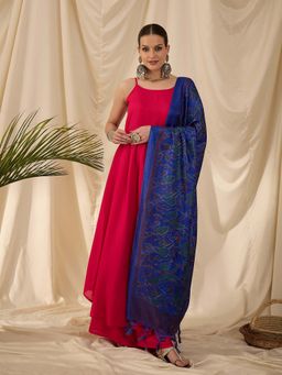 InWeave - Pink Solid Kurta and Palazzo with Dupatta (Set of 3)