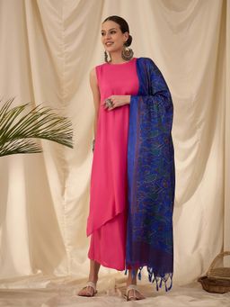 InWeave - Pink Solid Kurta and Palazzo with Dupatta (Set of 3)