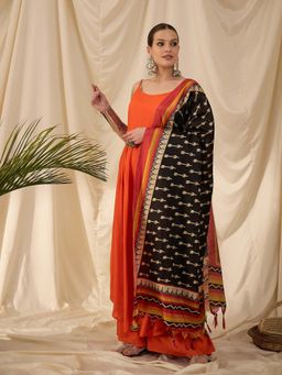 InWeave - Orange Solid Kurta and Palazzo with Dupatta (Set of 3)