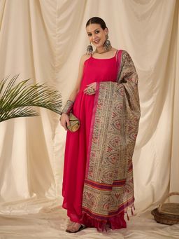 InWeave - Pink Solid Kurta and Palazzo with Dupatta (Set of 3)