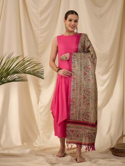 InWeave - Pink Solid Kurta and Palazzo with Dupatta (Set of 3)
