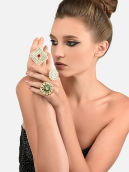 Zaveri Pearls - Set Of 3 Wedding Collection Adjustable Finger Rings-ZPFK11498