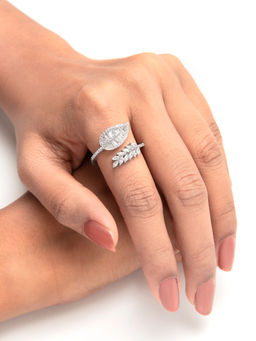 Silberry - 925 Sterling Silver Autumn Leaf Ring for Women