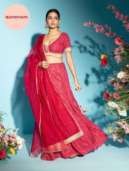 Gajra Gang - Neemrana Pink Crop Top, Skirt & Dupatta (Set of 3)