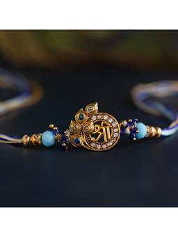 Voylla - Designer Shree Krishna Stone Thread Rakhi Gift Set For Brother