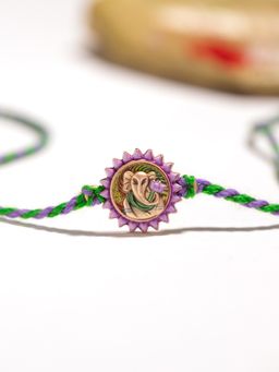 Voylla - Vibrant Ganesha Enameled Rakhi Gift Set For Brother
