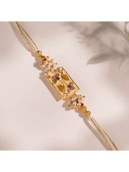 Voylla - Bond Of Blossoms Beige Floral Rakhi Gift Set For Brother