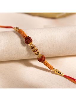 Voylla - Golden Grace Rudraksha Thread Rakhi Gift Set For Brother