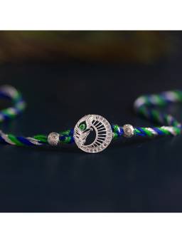 Voylla - Graceful Silver Mor Pankh Designer Rakhi Gift Set For Brother