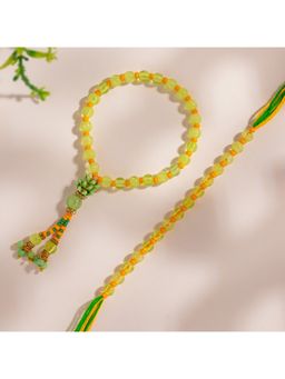 Voylla - Sunshine Beaded Bhaiya Bhabhi Rakhi Gift Set