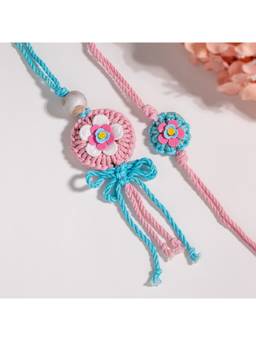 Voylla - Handwoven Floral Crochet Bhaiya Bhabhi Rakhi Gift Set