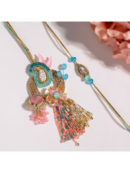 Voylla - Elegant Paisley Beadwork Bhaiya Bhabhi Rakhi Gift Set