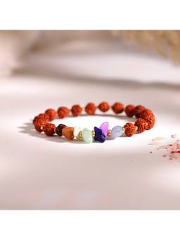 Voylla - Sacred Rudraksha Beaded Bracelet Rakhi Gift Set For Brother