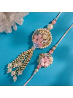 Voylla - Timeless Designer Floral Bhaiya Bhabhi Rakhi Gift Set