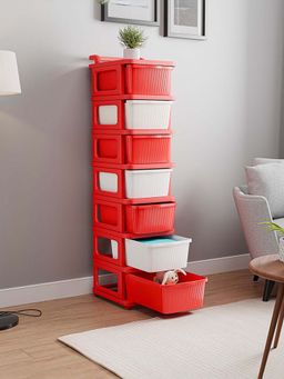Kuber Industries - 7 Layer Modular Drawer Storage Rack with Wheels