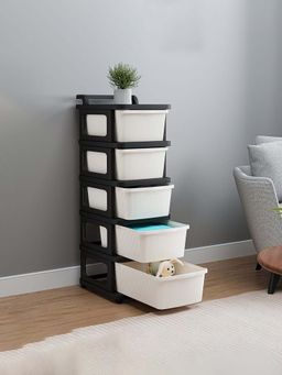 Kuber Industries - 5 Layer Modular Drawer Storage Rack with Wheels