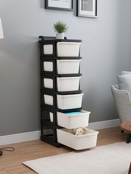 Kuber Industries - 6 Layer Modular Drawer Storage Rack with Wheels