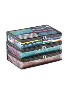 Kuber Industries - Black Pvc 3 Inch Saree & Garment Storage Bag with Zipper (Pack of 3)