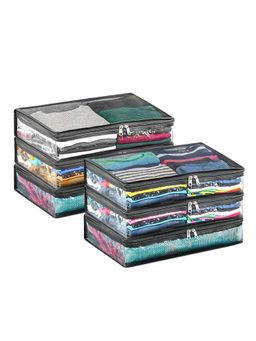 Kuber Industries - Black Pvc 3 Inch Saree & Garment Storage Bag with Zipper (Pack of 6)