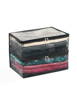 Kuber Industries - Black Pvc 6 Inch Saree & Garment Storage Bag with Zipper (Pack of 2)