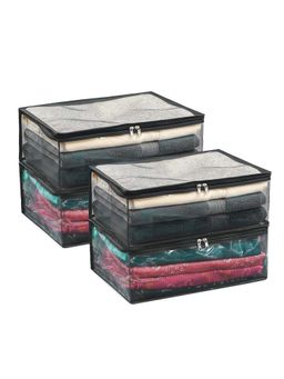 Kuber Industries - Black Pvc 6 Inch Saree & Garment Storage Bag with Zipper (Pack of 4)