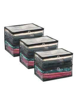 Kuber Industries - Black Pvc 6 Inch Saree & Garment Storage Bag with Zipper (Pack of 6)