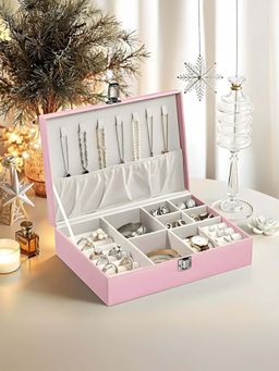 Kuber Industries - Pink Leather Single Jewellery Box