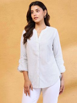 Fabindia - Blue Cotton Striped Shirt