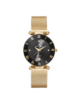Jacques Du Manior - Coupole Mesh Swiss Made Analogue Black Round Dial Womens Watch- Rcm.29