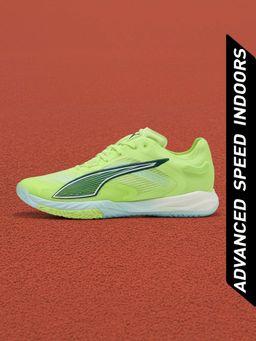 Puma - Unisex Green Accelerate NITRO SQD 4 Multi-Directional Badminton Shoes