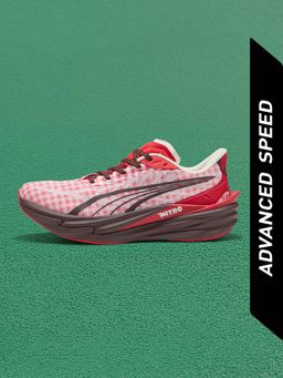 Puma - Deviate NITRO 4 Men's Checked Sneakers - Red
