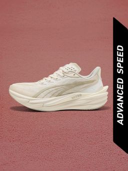 Puma - Women Beige Deviate NITRO 4 Max Running Shoes
