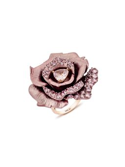 MISS JO - Majestic Rosa Gleam Silver Cocktail Ring In Pink with White Stones Size