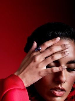 MISS JO - Lucky Blossoms Silver Cocktail Ring In Purple Size