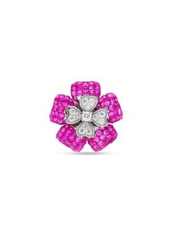MISS JO - Blooming Euphoria Silver Cocktail Ring In Pink Size
