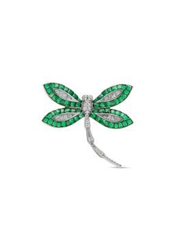 MISS JO - Woodland Dragonfly Silver Cocktail Ring In Green Size
