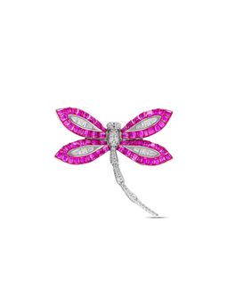 MISS JO - Woodland Dragonfly Silver Cocktail Ring In Pink Size