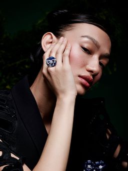 MISS JO - Wildflower Whispers Silver Ring In Blue Size