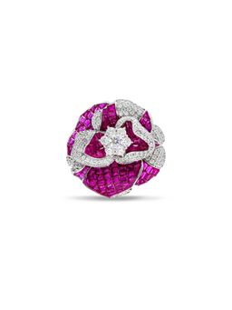 MISS JO - Wildflower Whispers Silver Ring In Pink Size